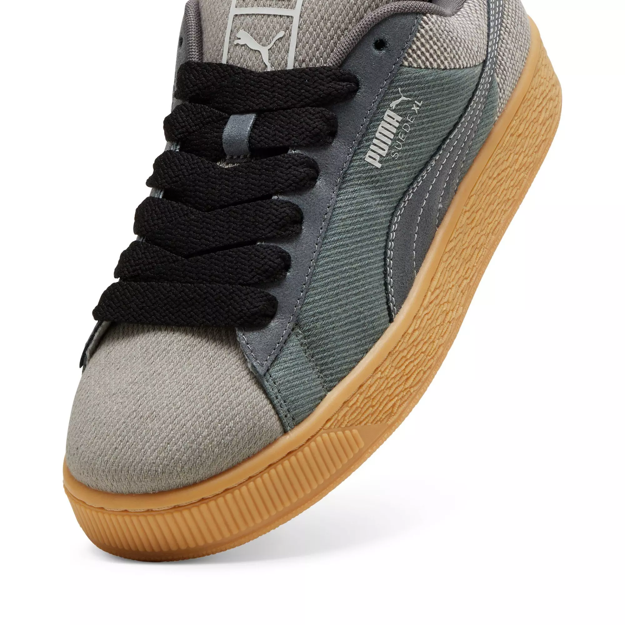 PUMA Suede XL Denim "Shadow Grey/Warm White" Men's Shoe - GREY/WHITE