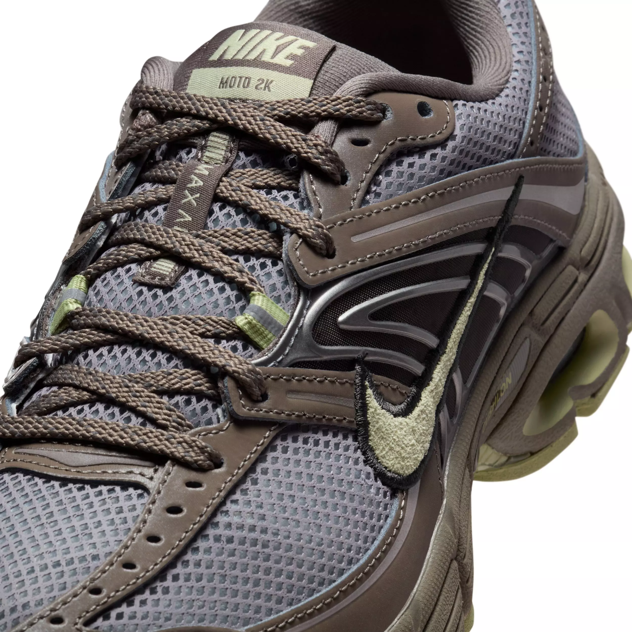 Nike Air Max Moto 2K "Cave Stone/Cement Grey/Metallic Cool Grey/Olive Aura" Women's Shoe - STONE/GREY/GREY/OLIVE