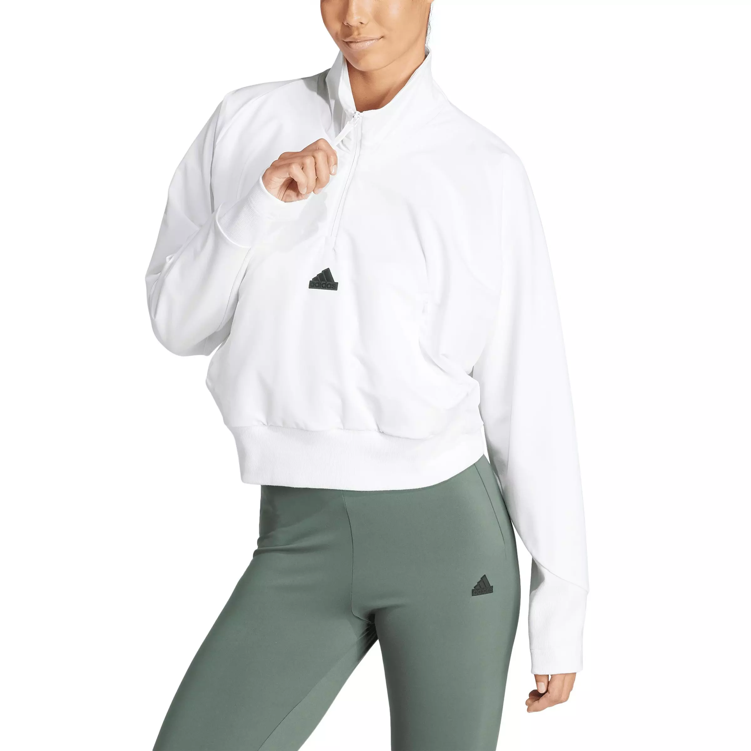 adidas Women's Z.N.E. Woven Quarter-Zip Track Top - White - WHITE