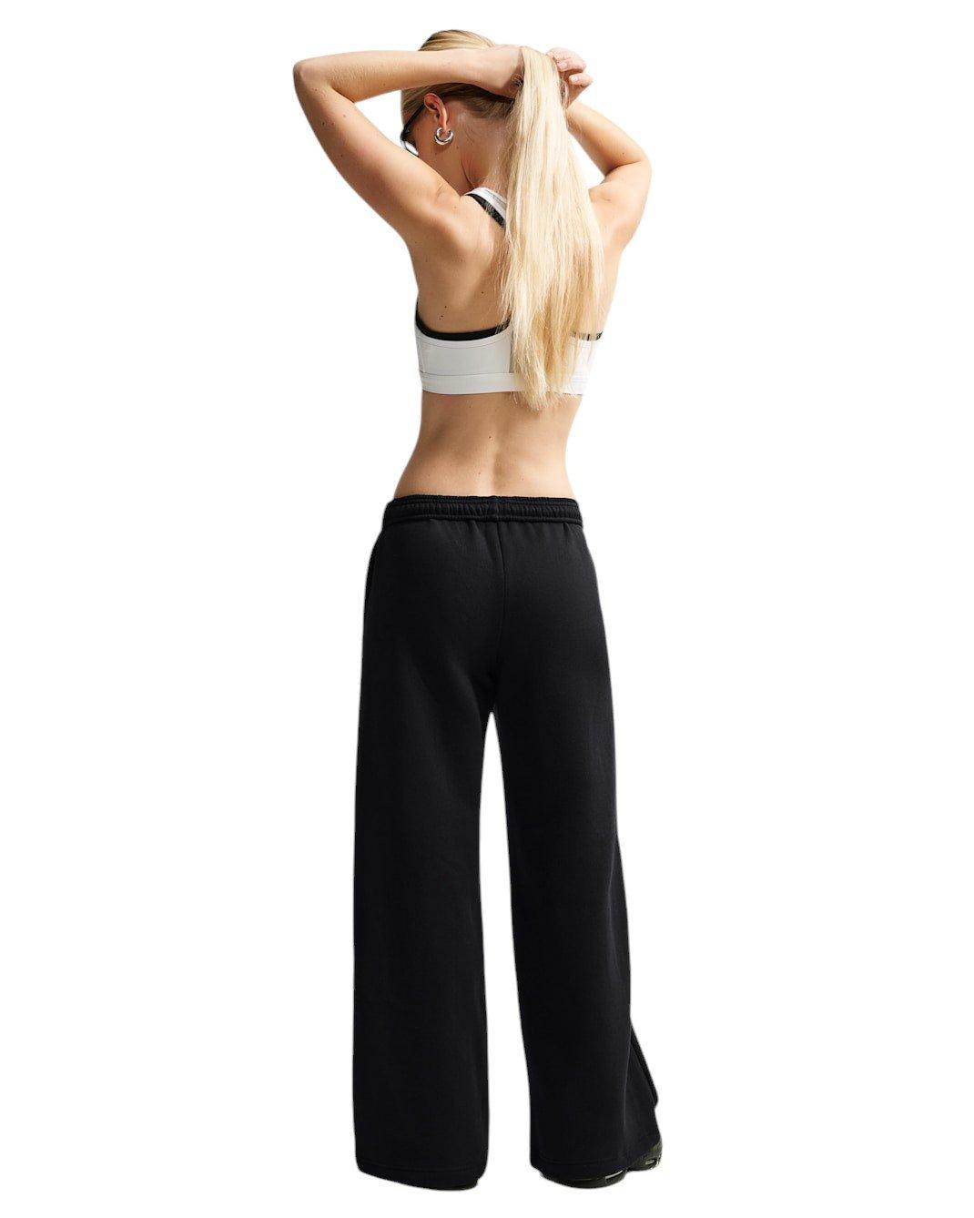 Nike Women's Studio Fleece Med Weight Mid-Rise Wide-Leg Pants - Black - BLACK