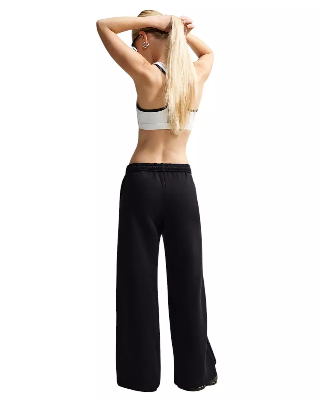 Nike Women's Studio Fleece Med Weight Mid-Rise Wide-Leg Pants - Black - BLACK