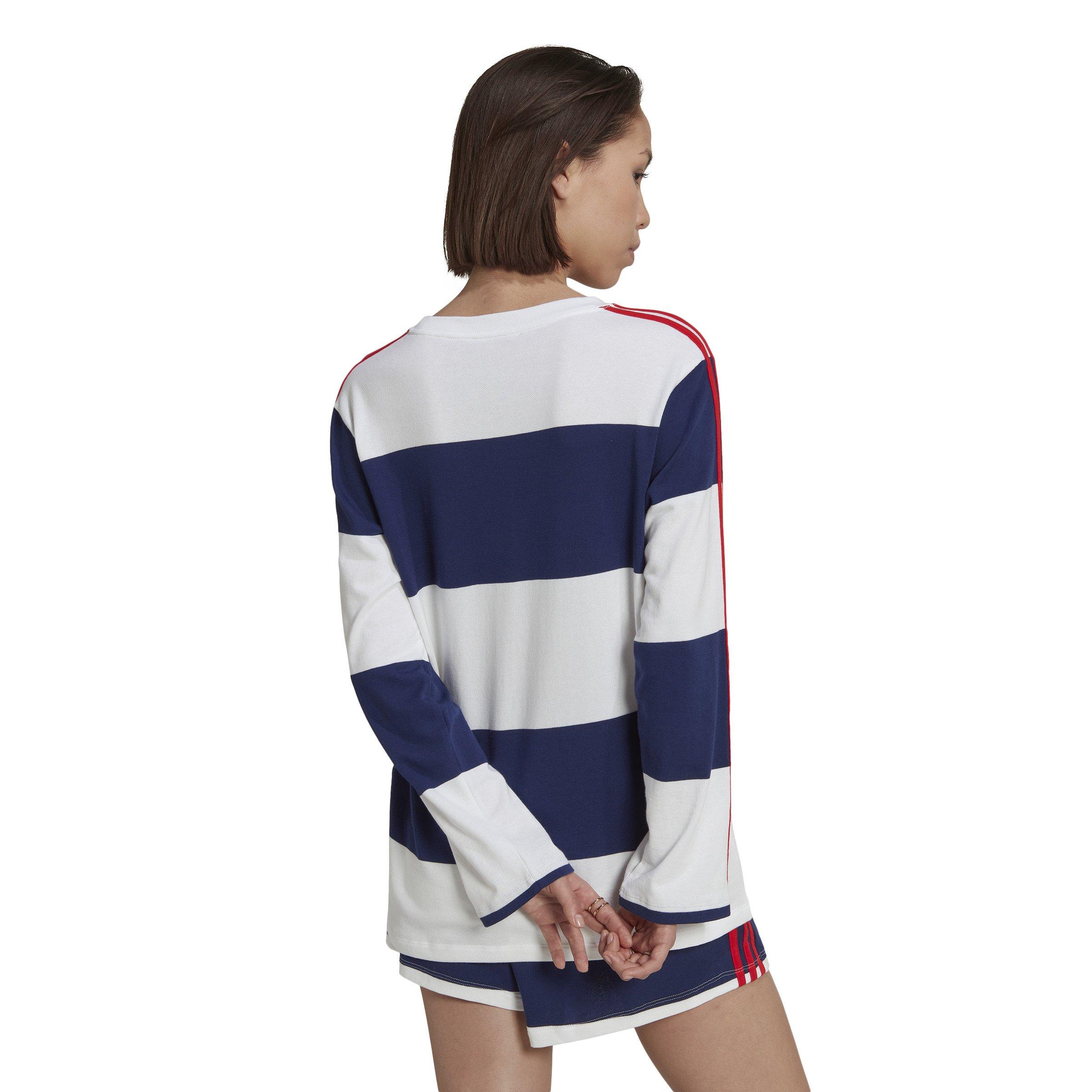 adidas Originals Women's Striped Long Sleeve Sweatshirt-Blue/White -  Hibbett | City Gear