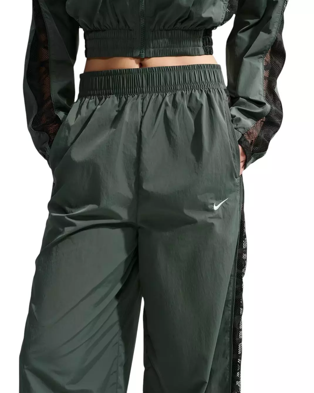 Nike Women's Sportswear Loose Mid-Rise Lace Track Pants - Camo Green - CAMO GREEN