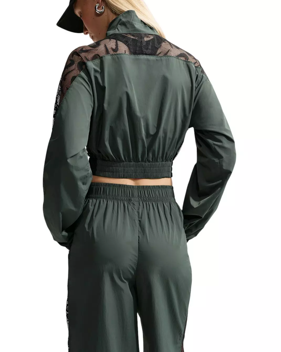 Nike Women's Sportswear Loose Mid-Rise Lace Track Pants - Camo Green - CAMO GREEN
