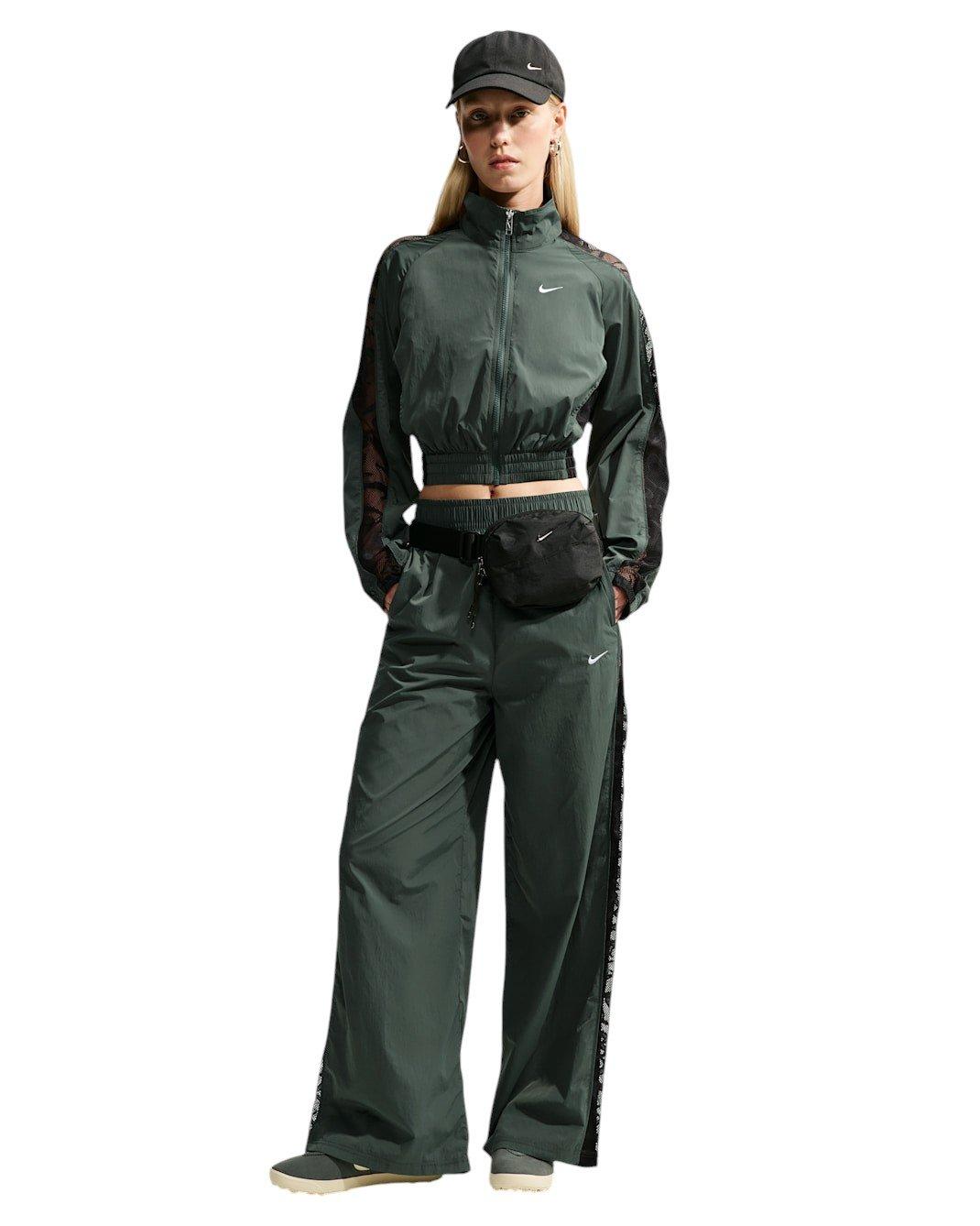 Nike Women's Sportswear Loose Mid-Rise Lace Track Pants - Camo Green - CAMO GREEN