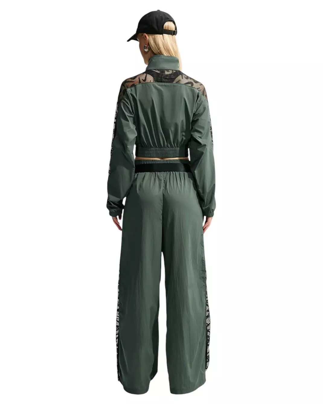 Nike Women's Sportswear Loose Mid-Rise Lace Track Pants - Camo Green - CAMO GREEN