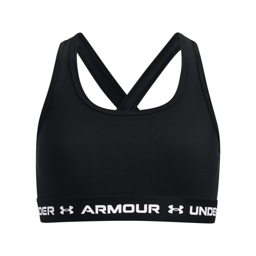 Under Armour Big Girls' Crossback Sports Bra - Black/White - BLACK/WHITE Thumbnail View 1