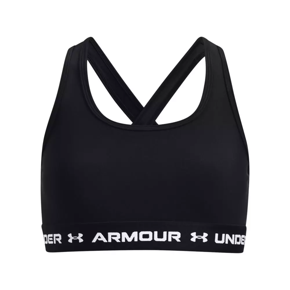 Under Armour Big Girls' Crossback Sports Bra - Black/White - BLACK/WHITE