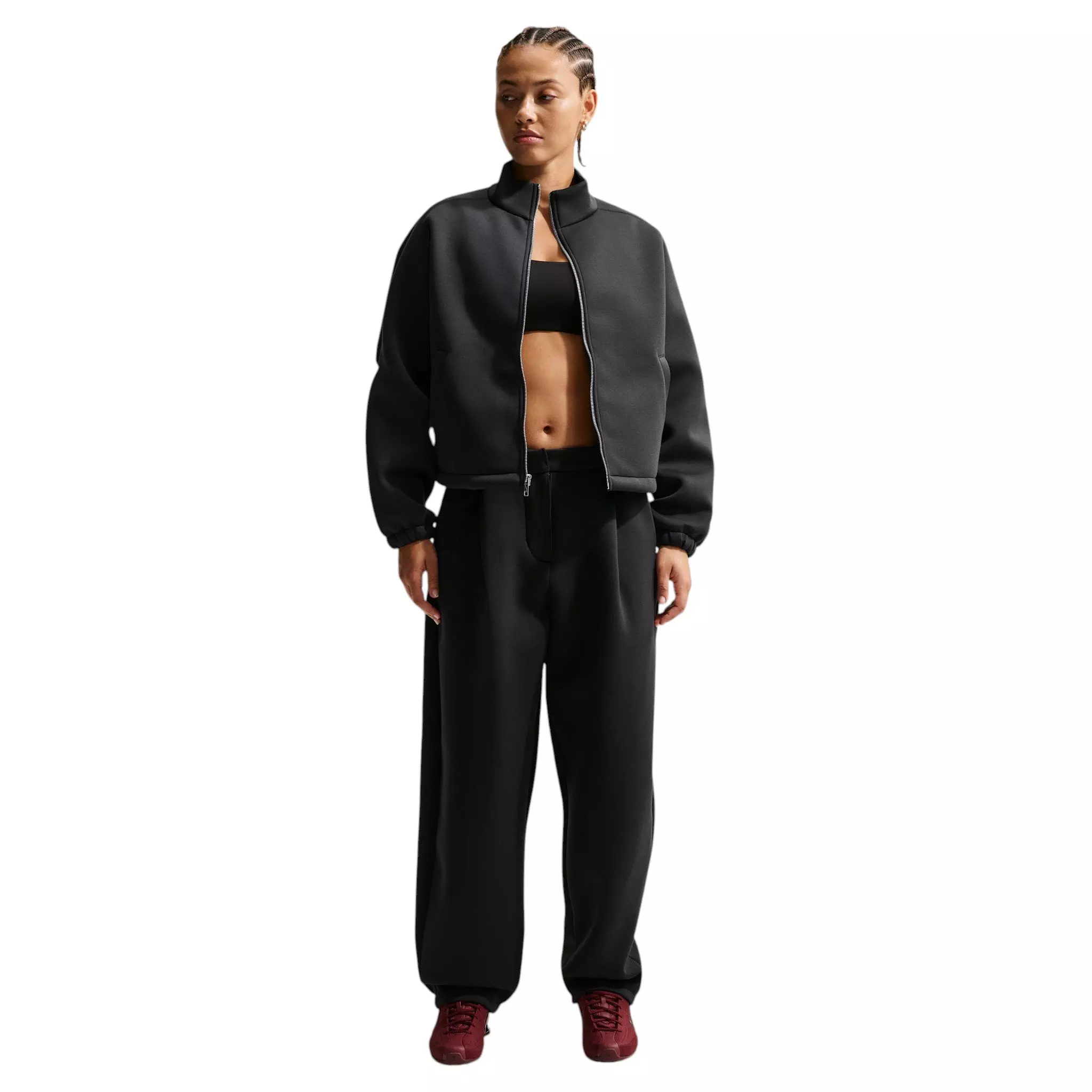 Nike Women's Pregame Fleece Oversized Track Jacket - Black - BLACK