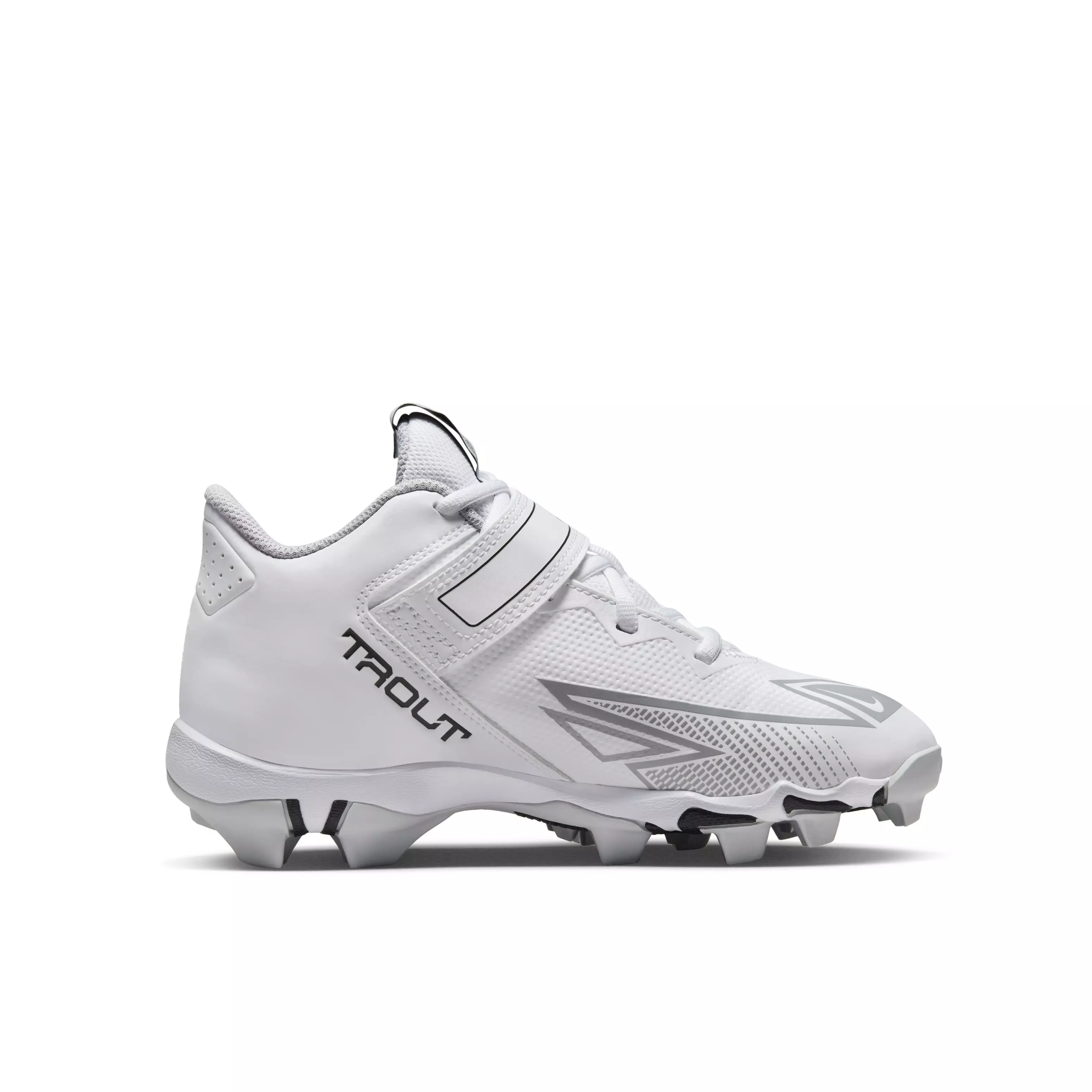Nike Force Trout 8 Keystone "White/Wolf Grey/Pure Platinum/Black" Grade School Boys' Baseball Cleat - WHITE/GREY/PLATINUM/BLACK