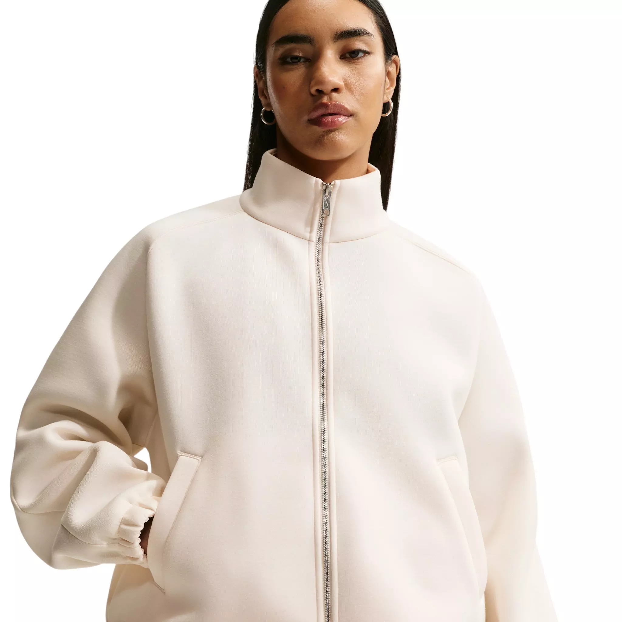 Nike Women's Pregame Fleece Oversized Track Jacket - Chalk - CHALK