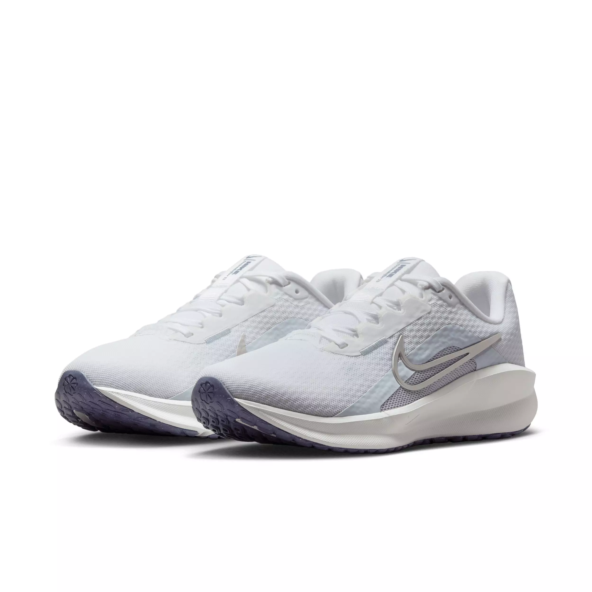 Nike Downshifter 13 "White/Football Grey/World Indigo/Metallic Silver" Women's Running Shoe - WHITE/GREY/INDIGO/SILVER