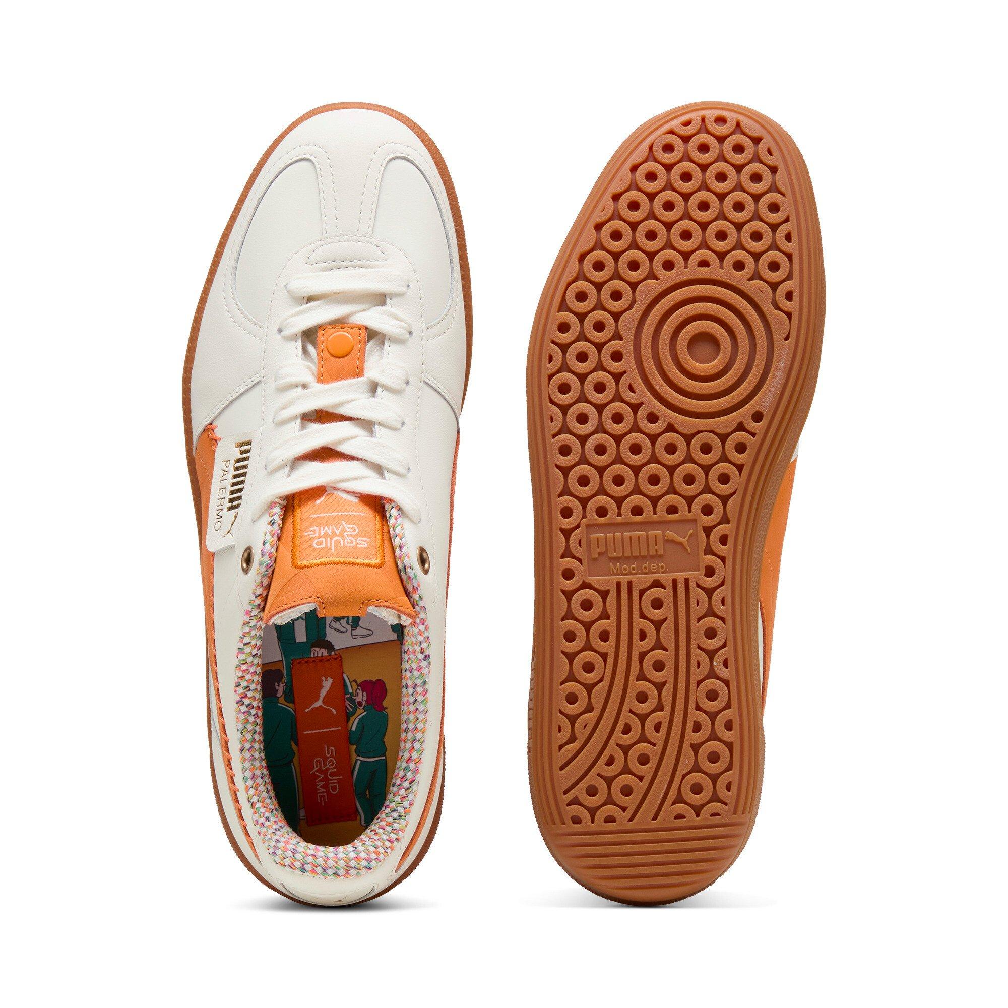 PUMA Palermo Squid Game "Warm White/Pumpkin Pie" Men's Shoe - WHITE/PUMPKIN Thumbnail View 4