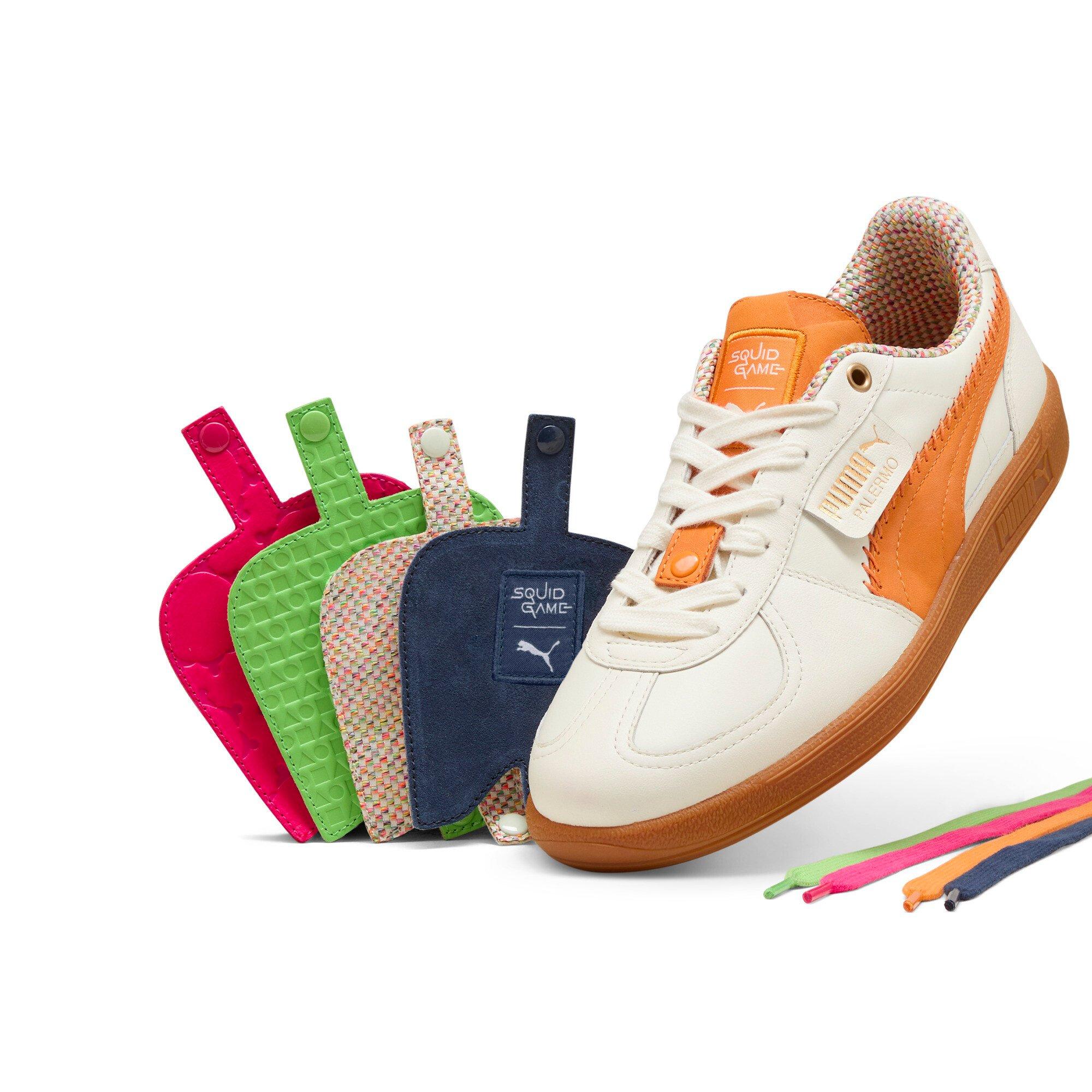 PUMA Palermo Squid Game "Warm White/Pumpkin Pie" Men's Shoe - WHITE/PUMPKIN Thumbnail View 7