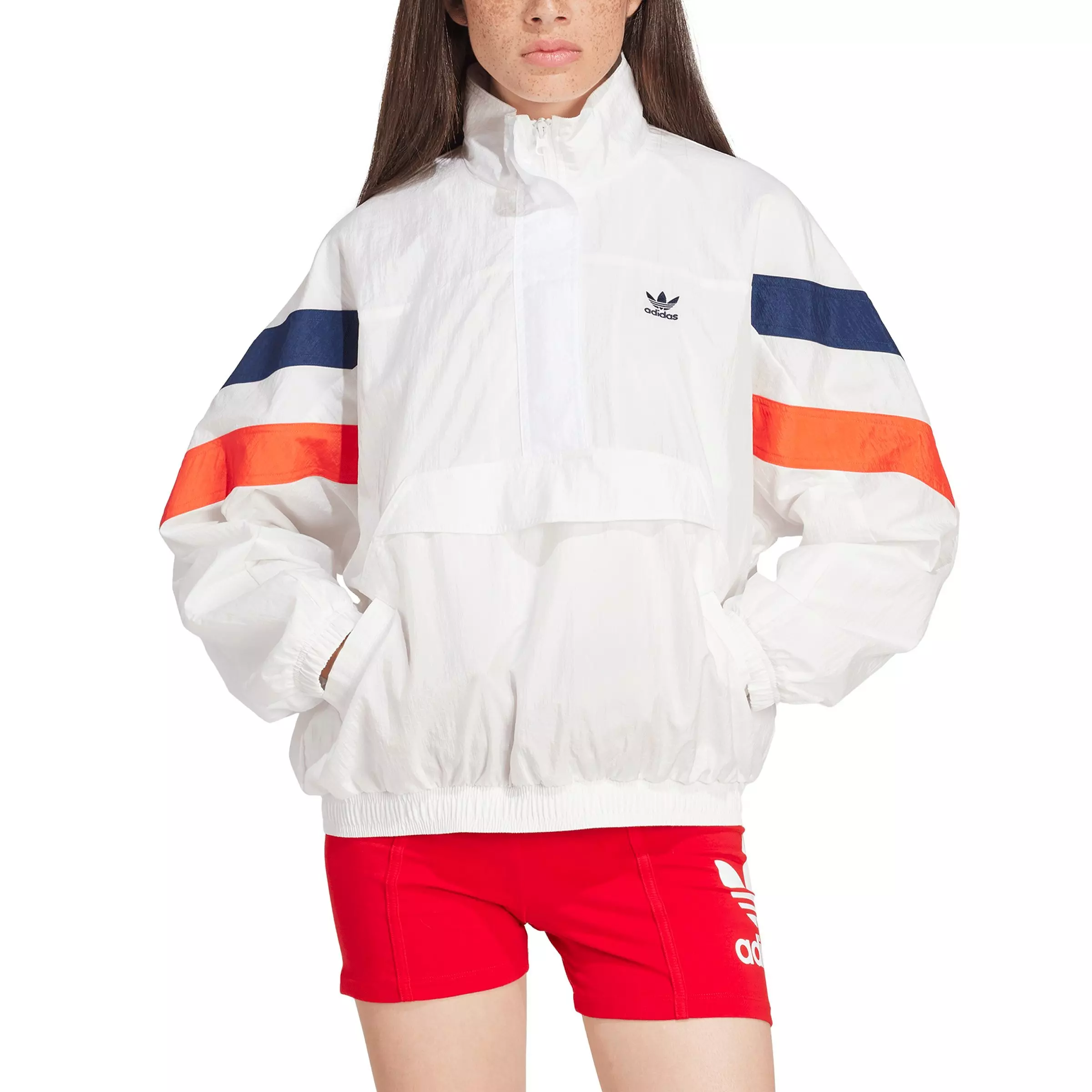 adidas Originals Women's 1/2 Zip Windbreaker - White - WHITE