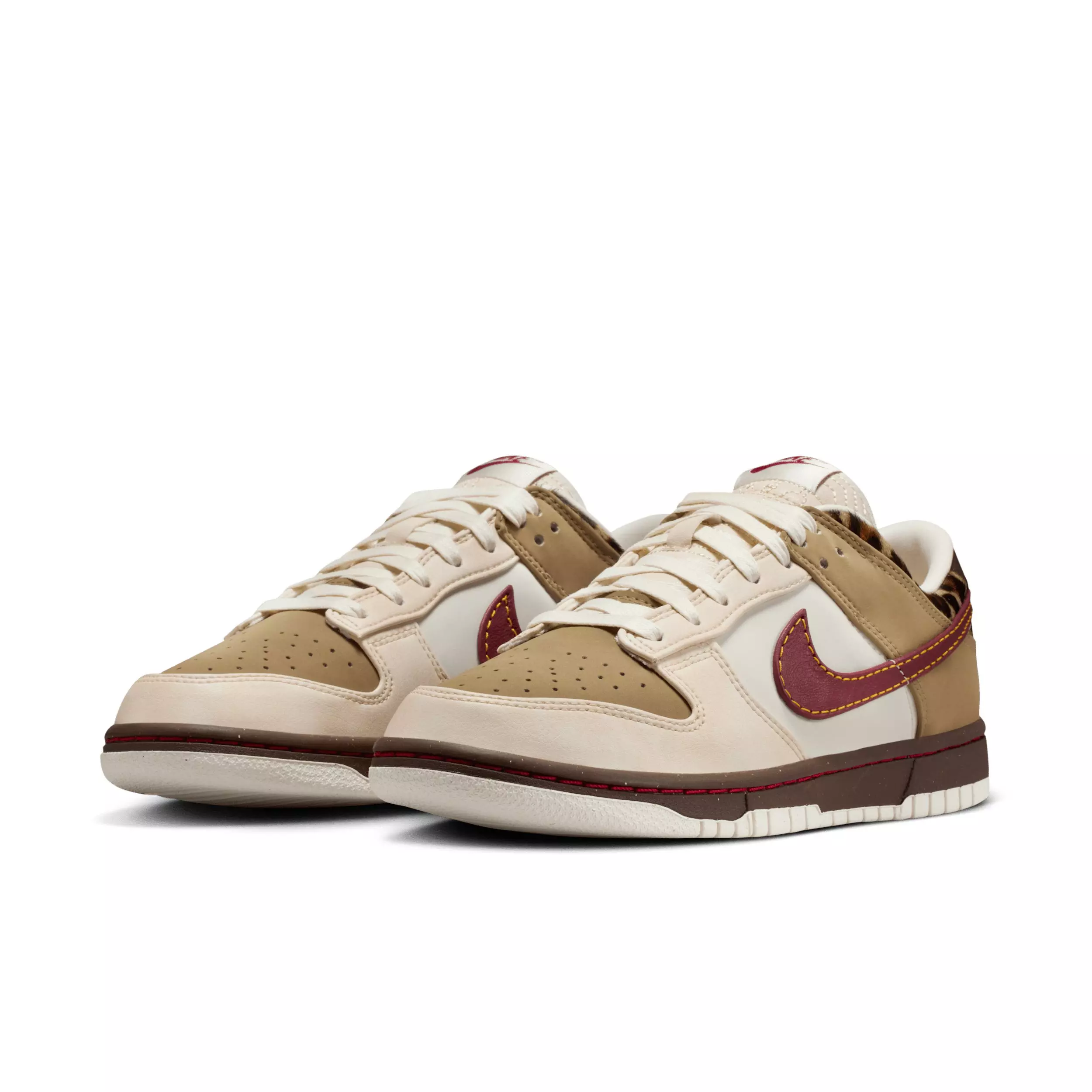 Nike Dunk Low "Khaki/Baroque Brown/Pearl White/Team Red" Women's Shoe - KHAKI/BROWN/WHITE/RED