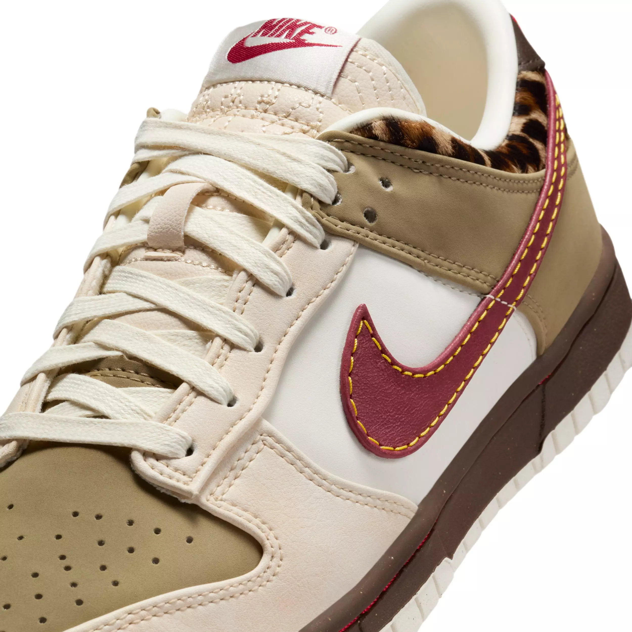 Nike Dunk Low "Khaki/Baroque Brown/Pearl White/Team Red" Women's Shoe - KHAKI/BROWN/WHITE/RED