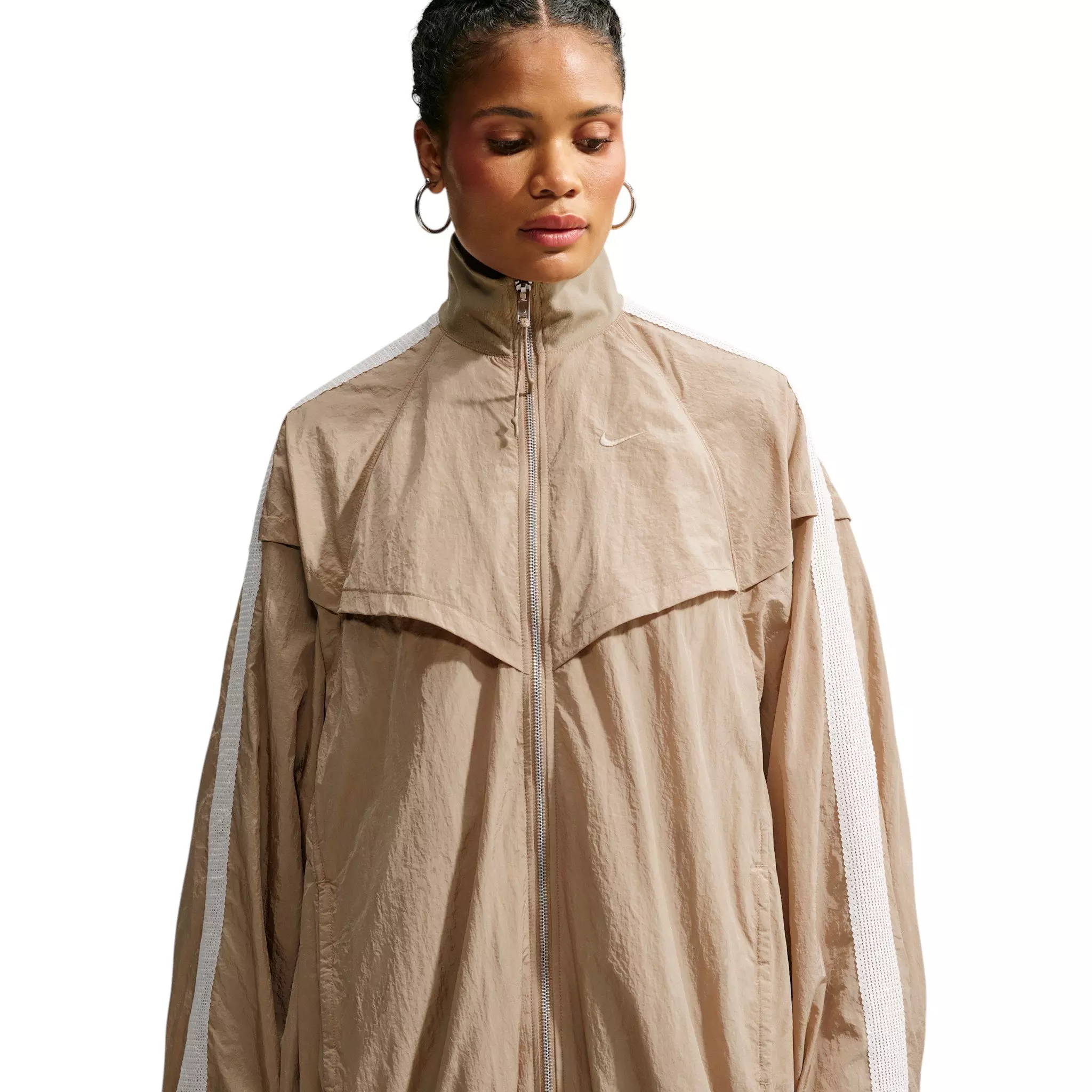 Nike Women's Sportswear Oversized Balloon Track Jacket - Beige - BEIGE