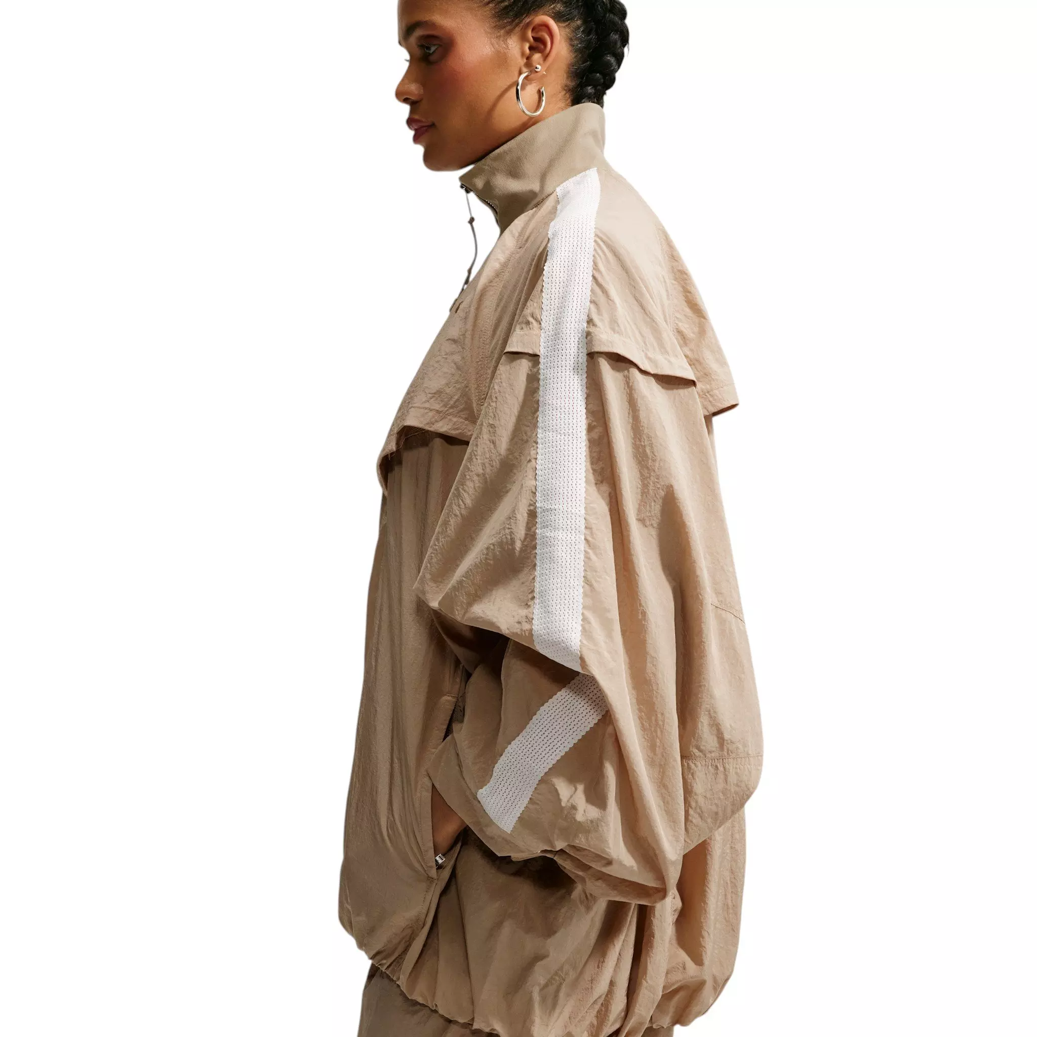 Nike Women's Sportswear Oversized Balloon Track Jacket - Beige - BEIGE