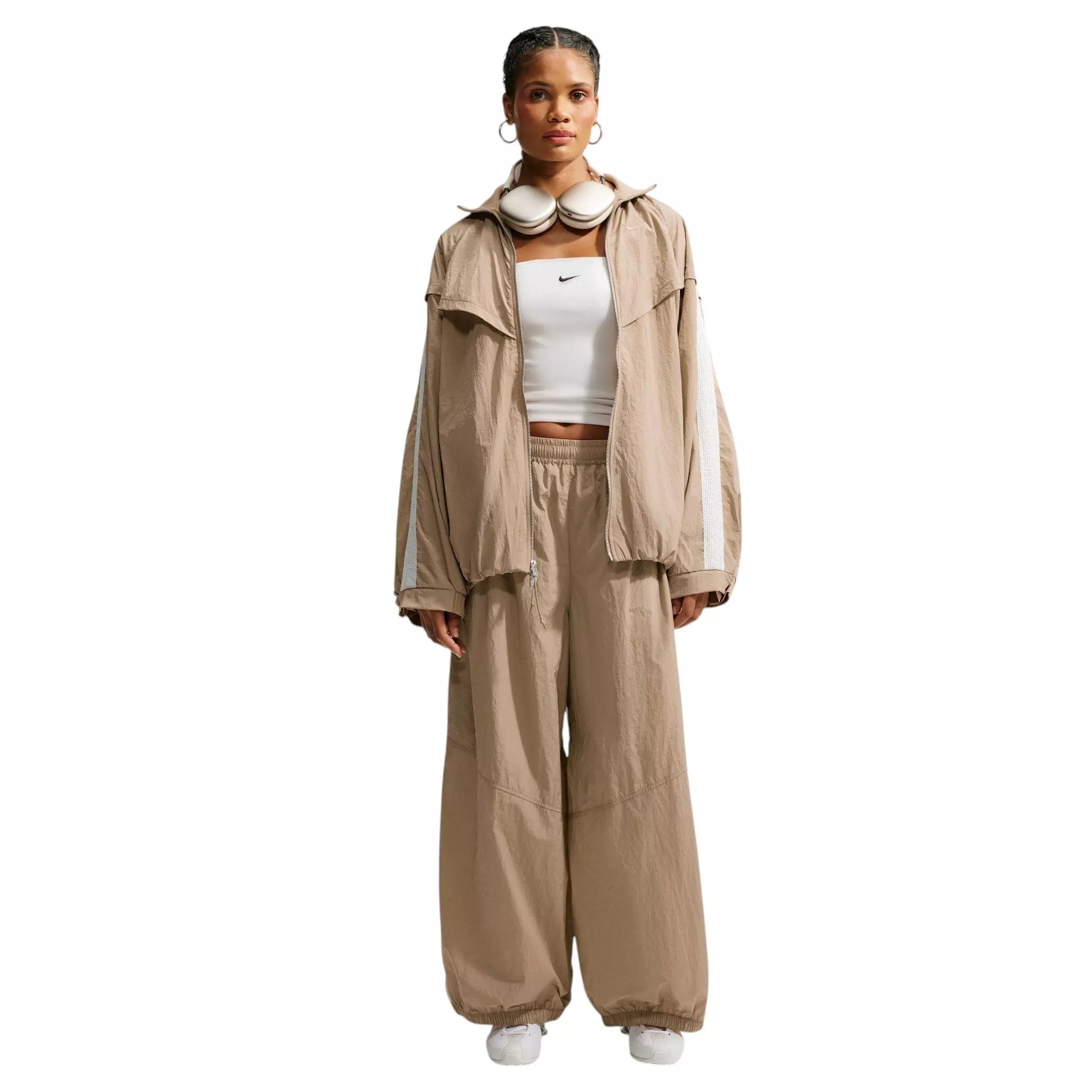 Nike Women's Sportswear Oversized Balloon Track Jacket - Beige - BEIGE