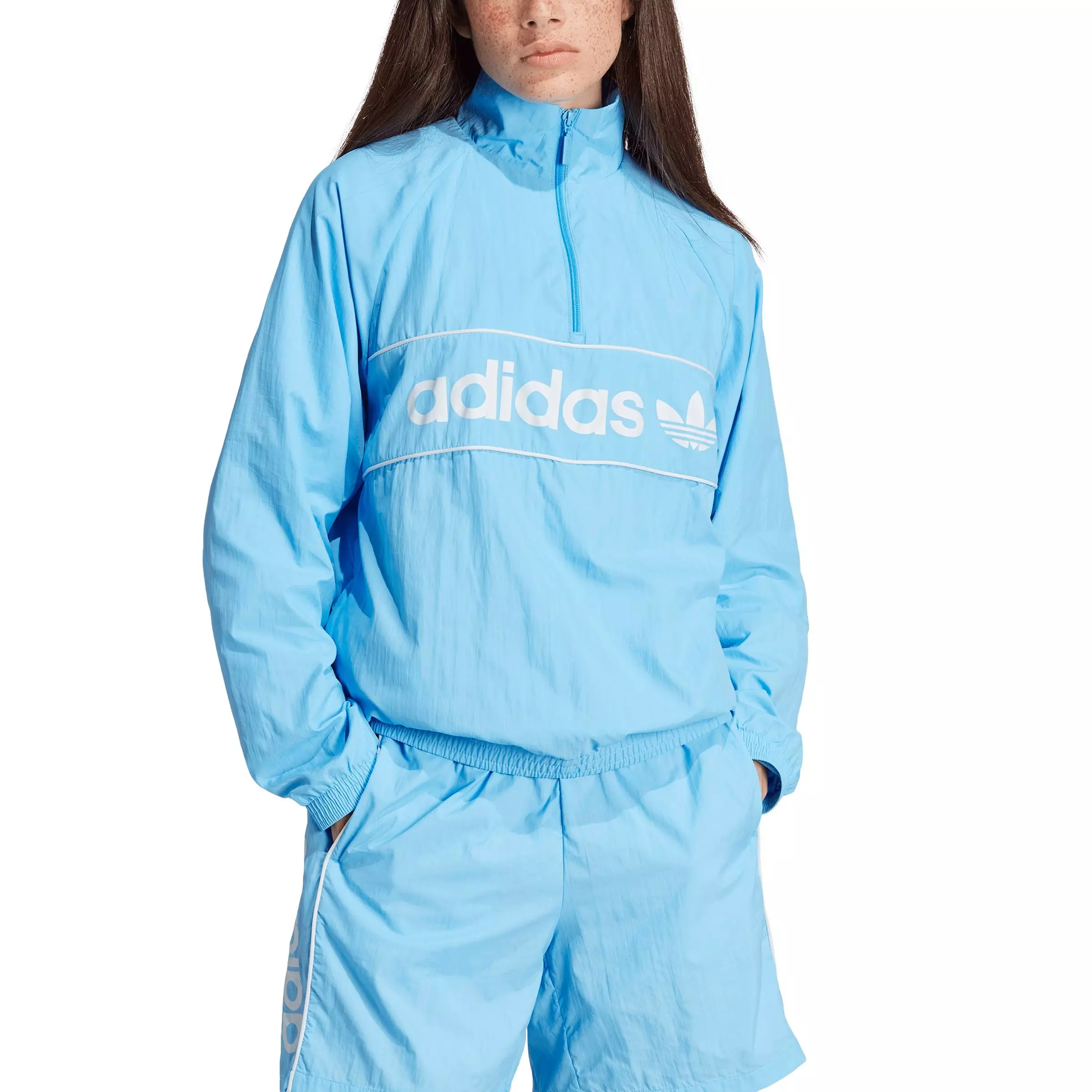 adidas Women's NY Half-Zip Windbreaker - Blue - BLUE