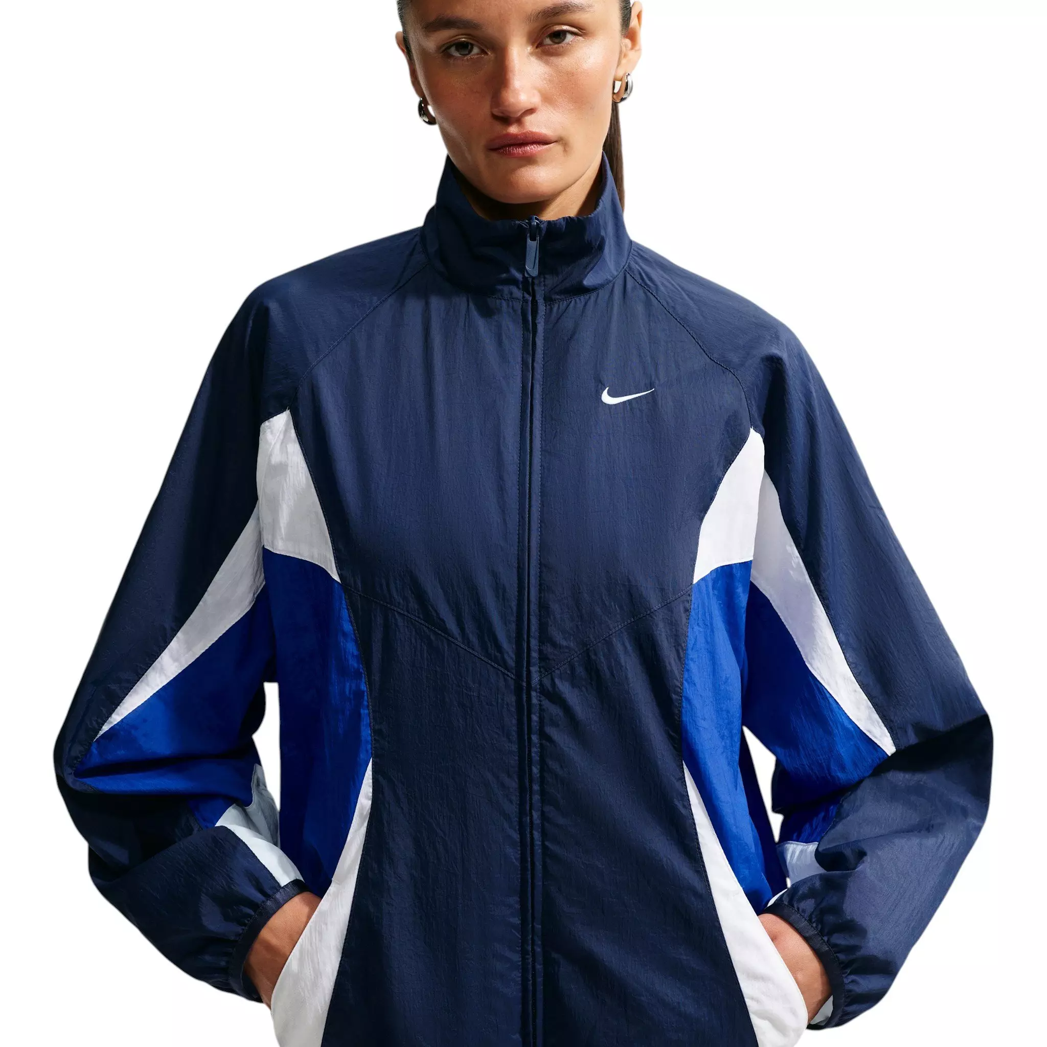 Nike Women's Sportswear Oversized Track Jacket - Navy/Royal/White - NAVY/ROYAL/WHITE