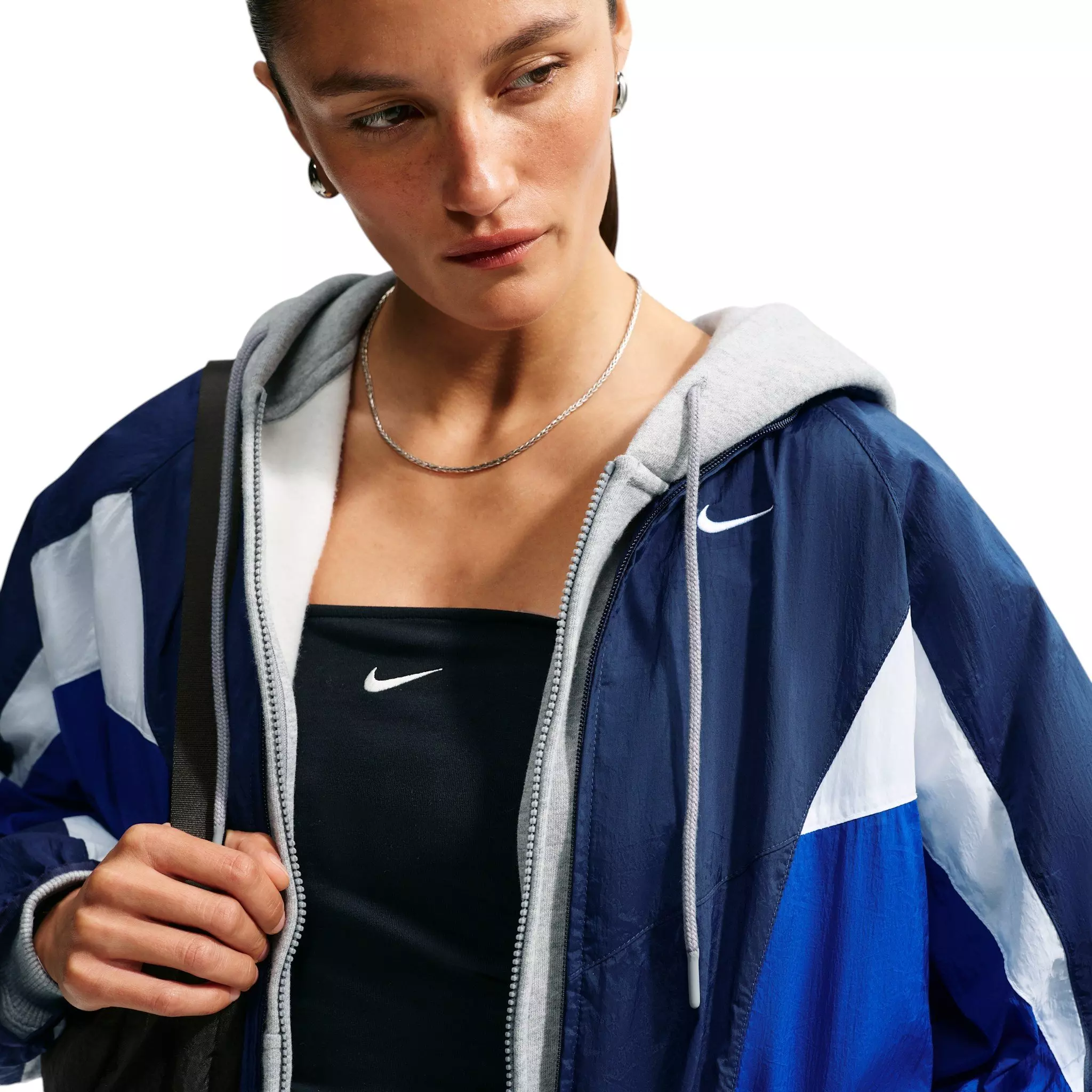 Nike Women's Sportswear Oversized Track Jacket - Navy/Royal/White - NAVY/ROYAL/WHITE