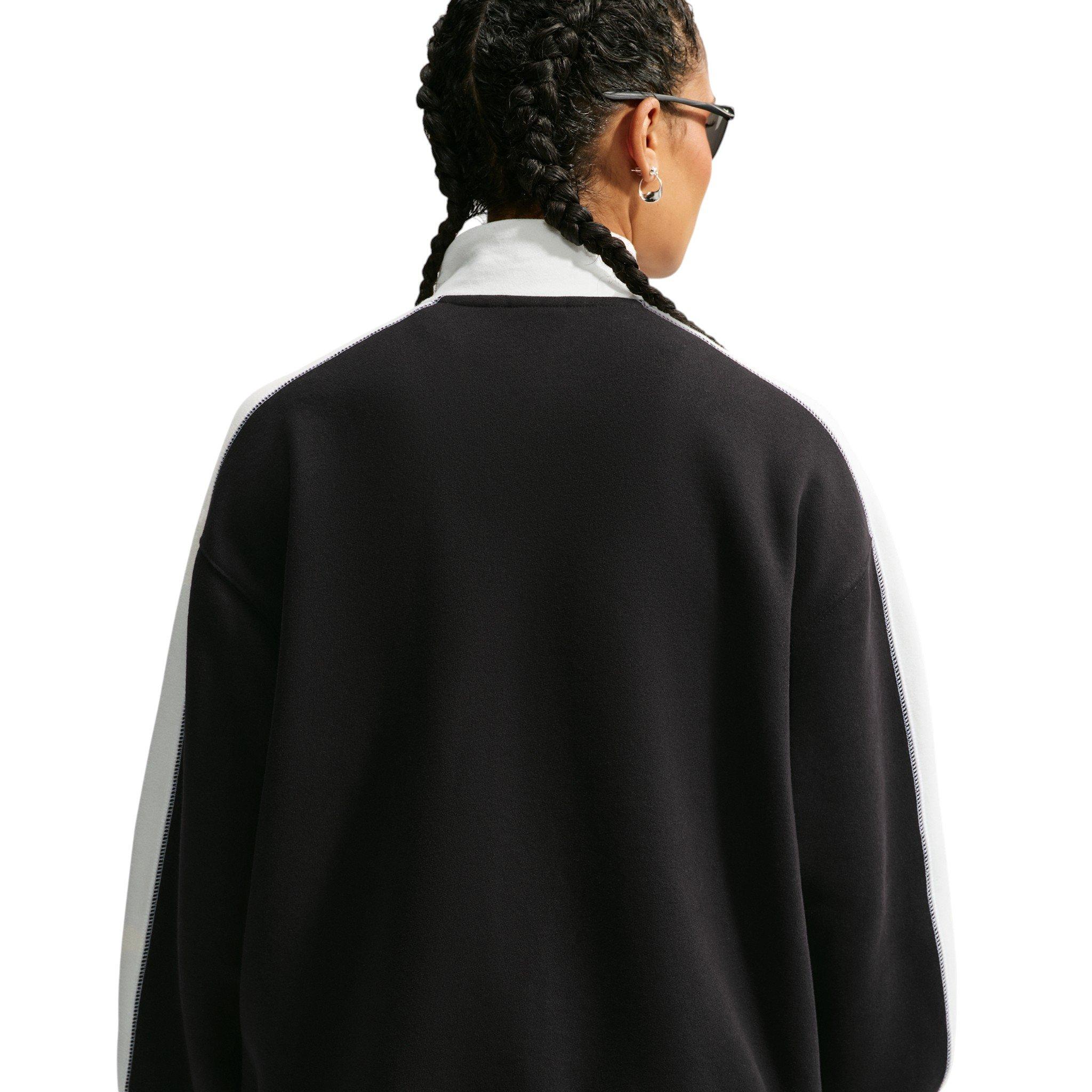 Nike Women's Studio Fleece Med-Weight "Nike Run Club" Track Jacket - Black/Off-White - BLACK/OFF-WHITE