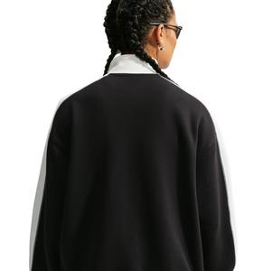 Nike Women's Studio Fleece Med-Weight "Nike Run Club" Track Jacket - Black/Off-White - BLACK/OFF-WHITE