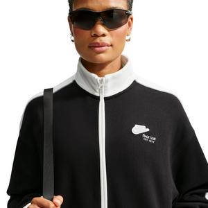 Nike Women's Studio Fleece Med-Weight "Nike Run Club" Track Jacket - Black/Off-White - BLACK/OFF-WHITE