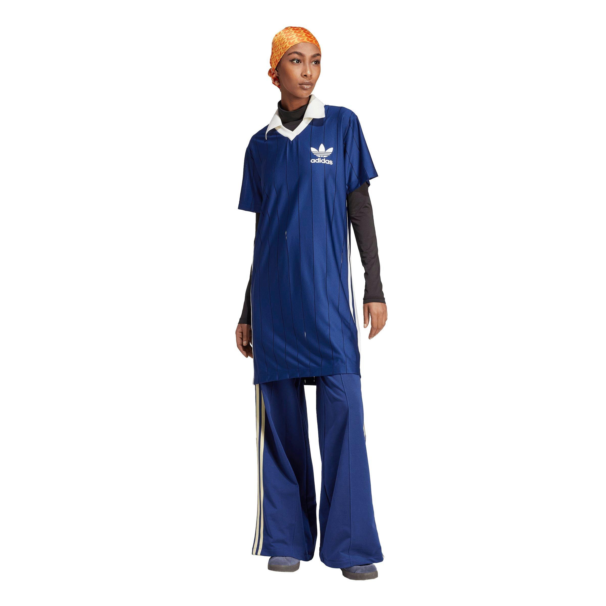 ☆Adidas☆Originals Knit Collar Short Sleeve Dress Green adidas Women's Originals Knit Collar Short Sleeve Dress - Blue