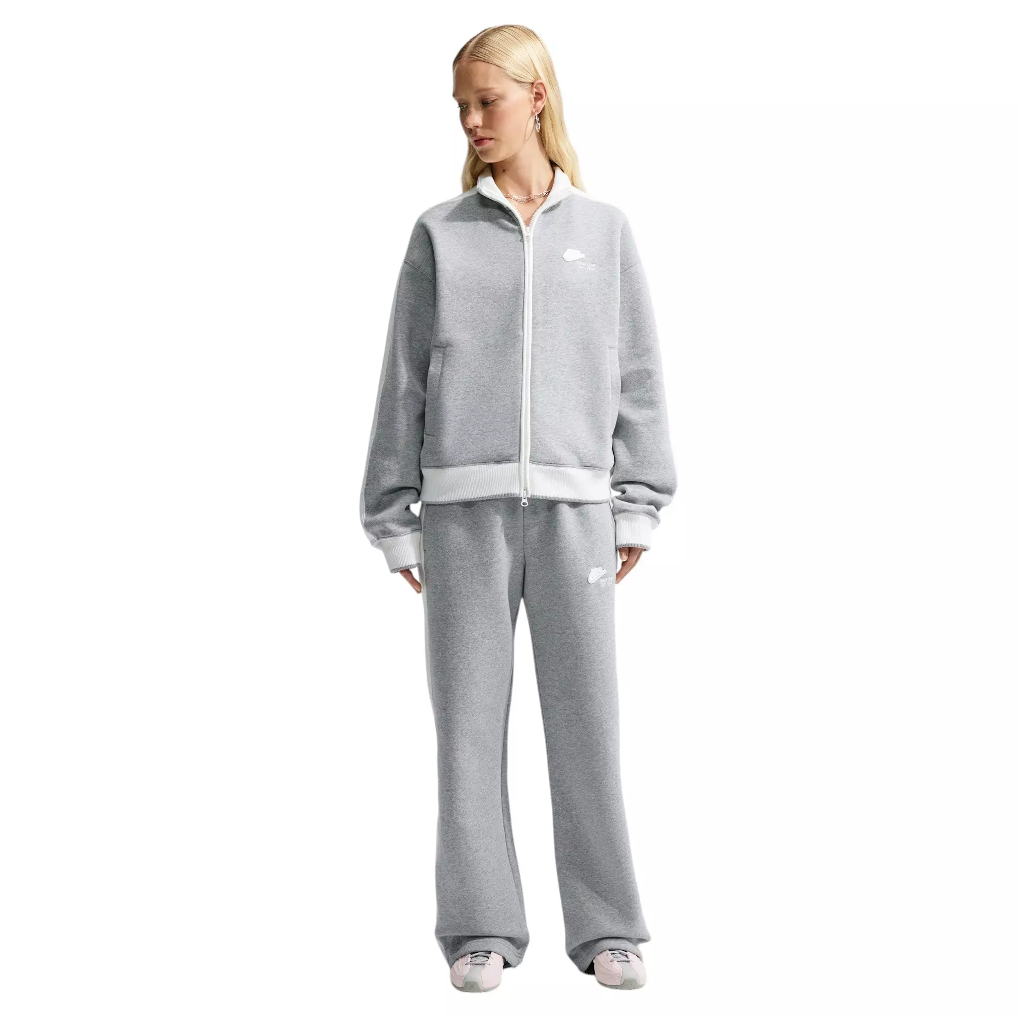 Nike Women's Studio Fleece Med-Weight "Nike Run Club" Track Jacket - Dk Grey - DK GREY