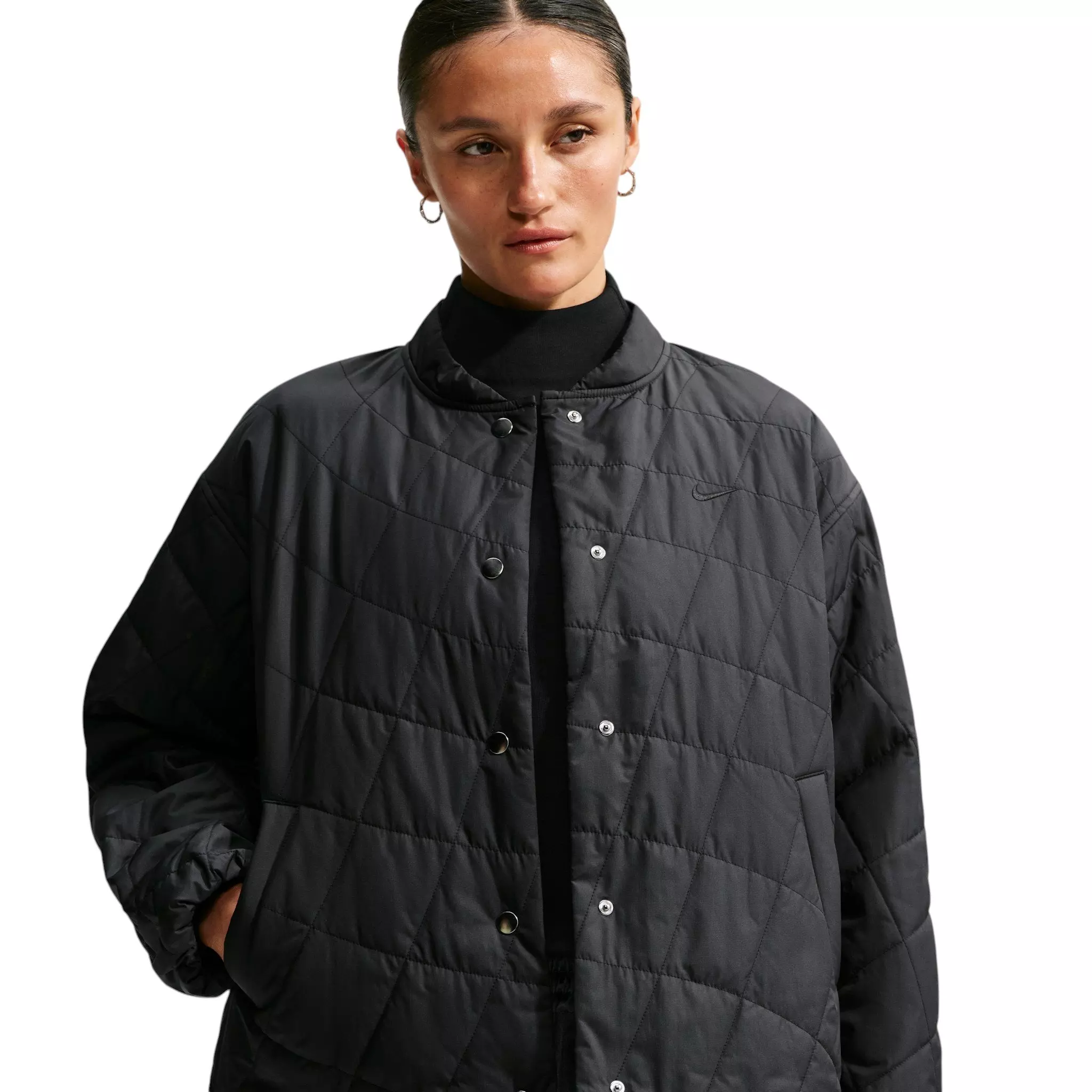 Nike Women's Tech-FIT Crop Quilted Barn Jacket - Black - BLACK