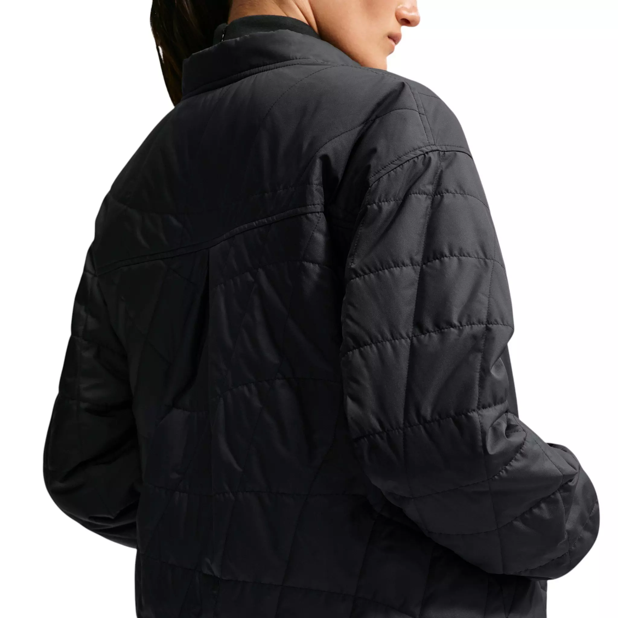 Nike Women's Tech-FIT Crop Quilted Barn Jacket - Black - BLACK