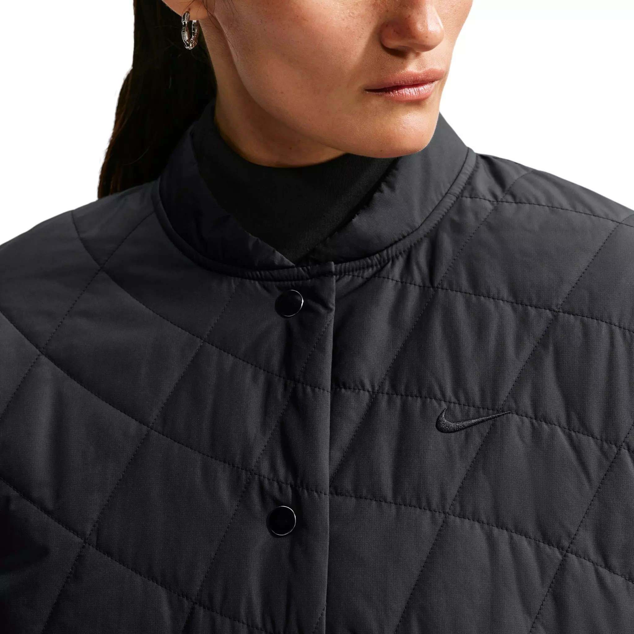 Nike Women's Tech-FIT Crop Quilted Barn Jacket - Black - BLACK