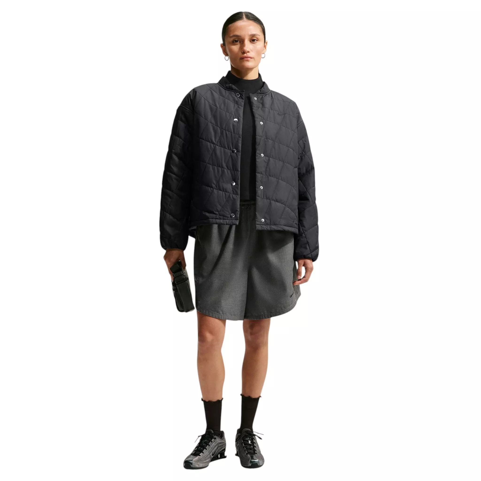 Nike Women's Tech-FIT Crop Quilted Barn Jacket - Black - BLACK