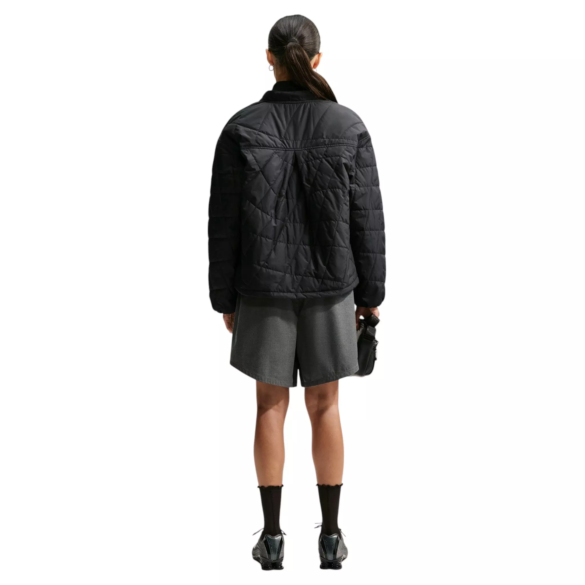 Nike Women's Tech-FIT Crop Quilted Barn Jacket - Black - BLACK