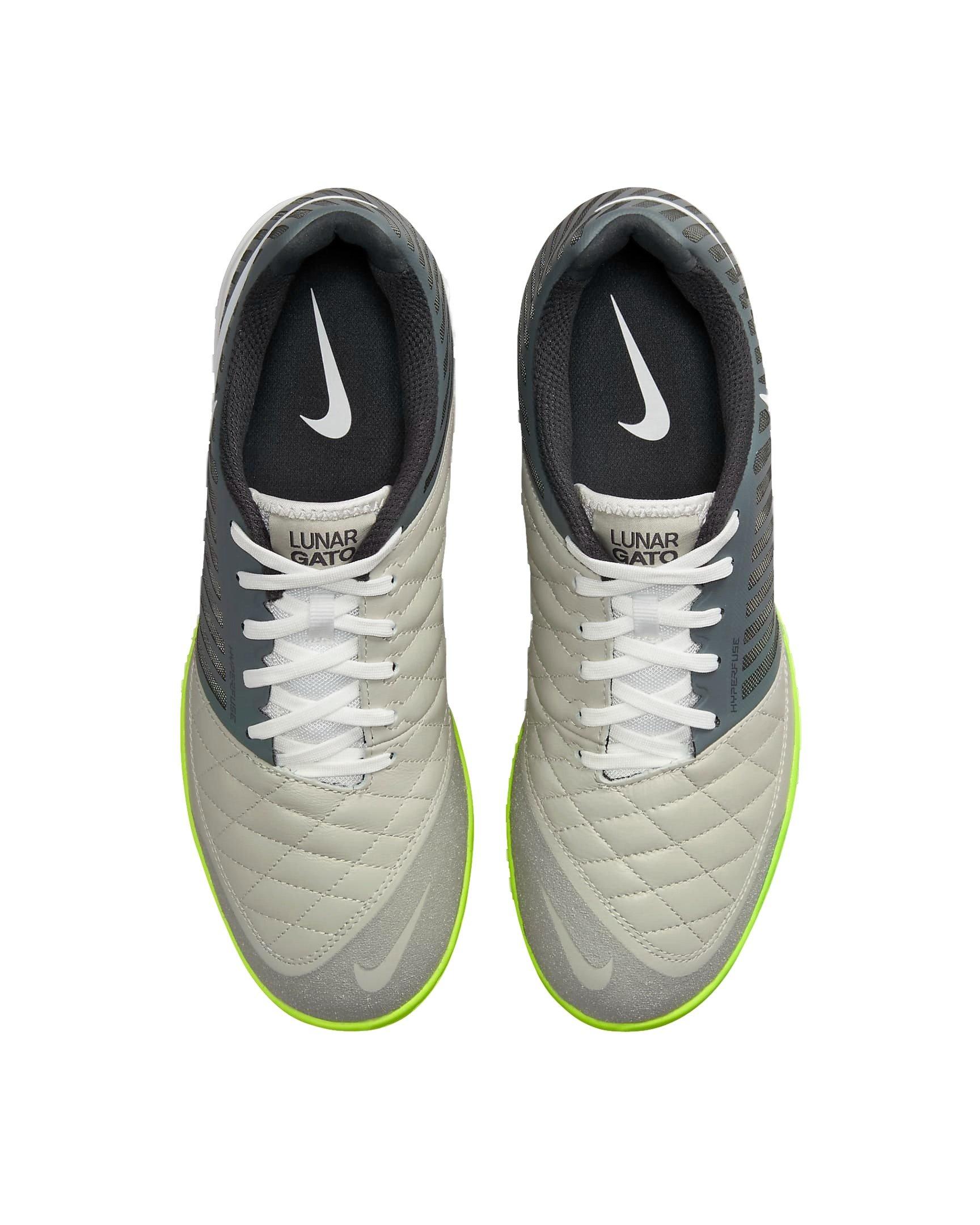 Nike Lunar Gato II IC "Smoke Grey/Anthracite/Pale Grey/White" Men's Soccer Shoe - GREY/ANTHRACITE/GREY/WHITE Thumbnail View 4