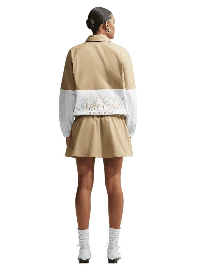 Nike Women's Sportswear Oversized Poplin 1/2-Zip Jacket - Beige/White - BEIGE/WHITE