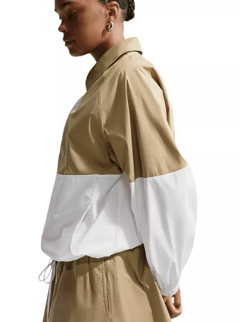 Nike Women's Sportswear Oversized Poplin 1/2-Zip Jacket - Beige/White - BEIGE/WHITE