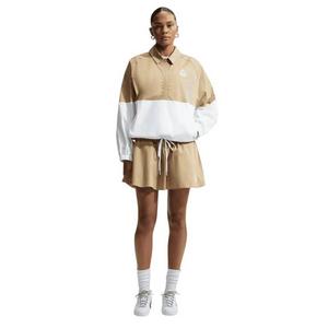 Nike Women's Sportswear Oversized Poplin 1/2-Zip Jacket - Beige/White - BEIGE/WHITE