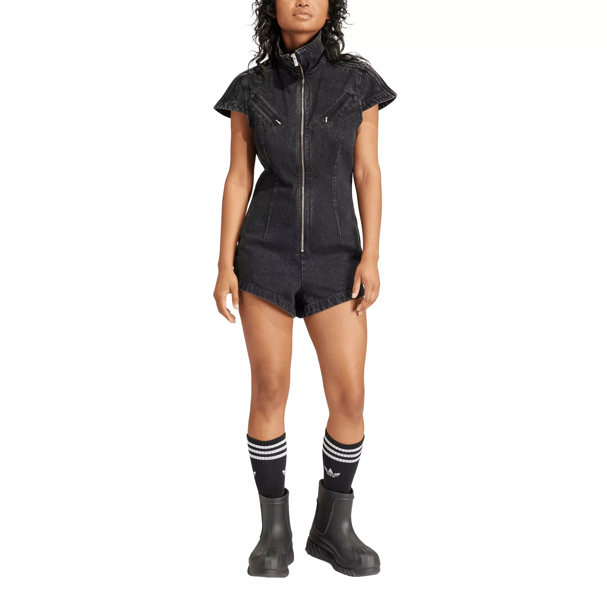 adidas Women's Originals Fashion Montreal Denim Playsuit - Black - BLACK