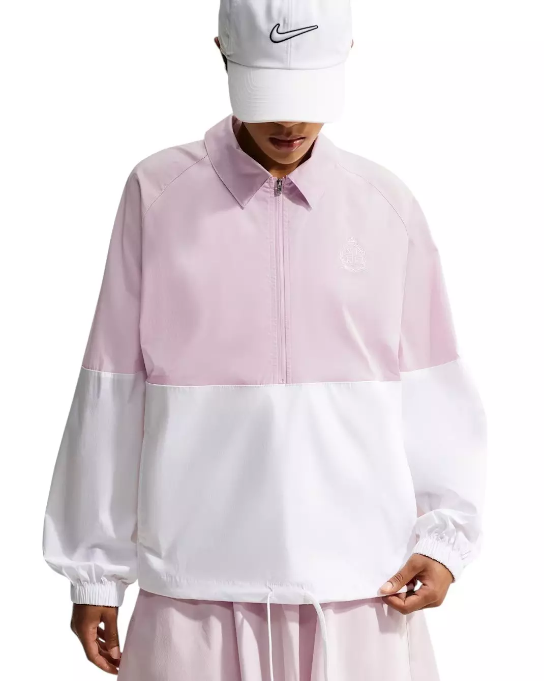 Nike Women's Sportswear Oversized Poplin 1/2-Zip Jacket - Bleached Lilac/White - BLEACHED LILAC/WHITE