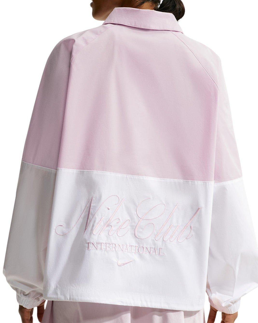 Nike Women's Sportswear Oversized Poplin 1/2-Zip Jacket - Bleached Lilac/White - BLEACHED LILAC/WHITE