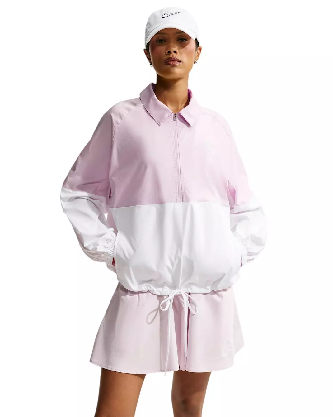 Nike Women's Sportswear Oversized Poplin 1/2-Zip Jacket - Bleached Lilac/White - BLEACHED LILAC/WHITE