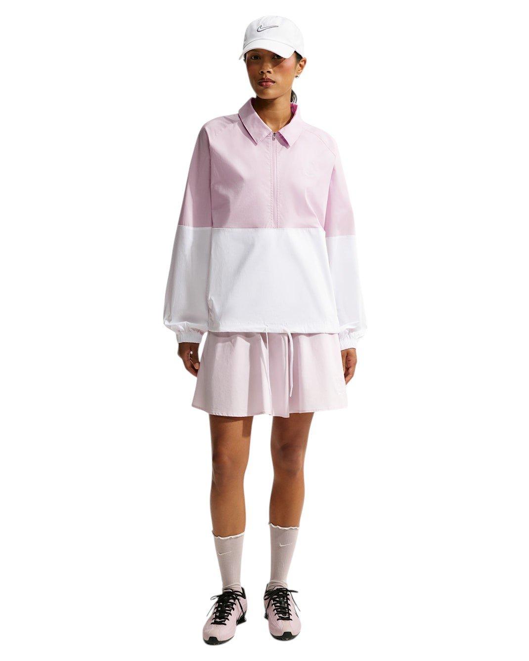 Nike Women's Sportswear Oversized Poplin 1/2-Zip Jacket - Bleached Lilac/White - BLEACHED LILAC/WHITE