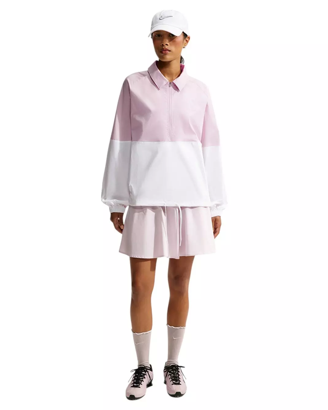 Nike Women's Sportswear Oversized Poplin 1/2-Zip Jacket - Bleached Lilac/White - BLEACHED LILAC/WHITE