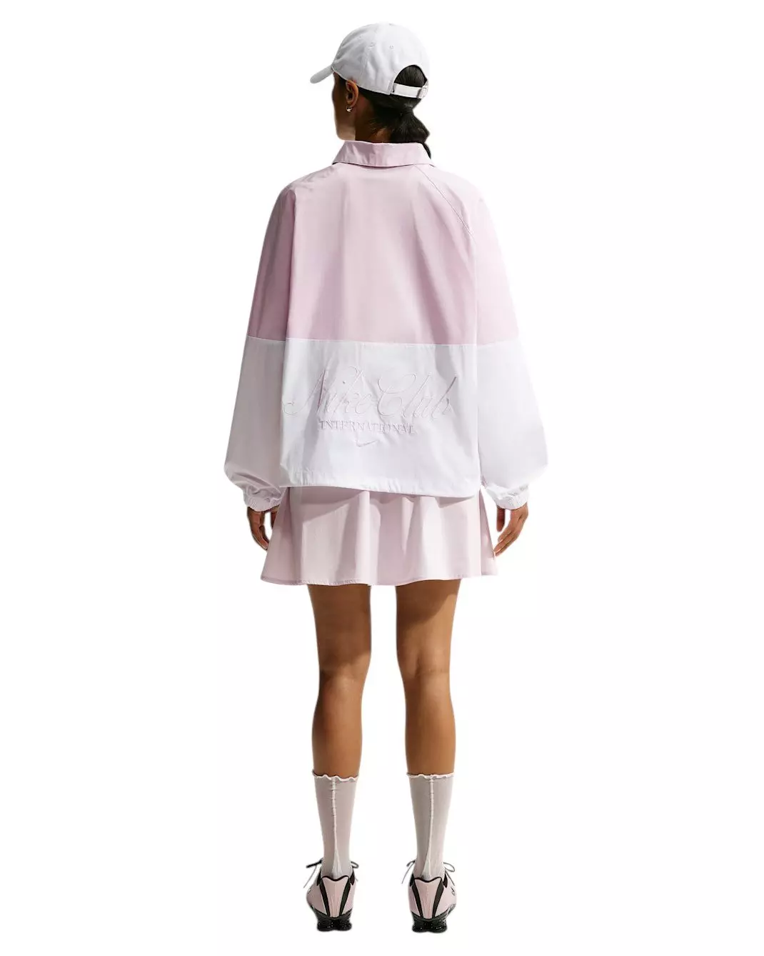 Nike Women's Sportswear Oversized Poplin 1/2-Zip Jacket - Bleached Lilac/White - BLEACHED LILAC/WHITE