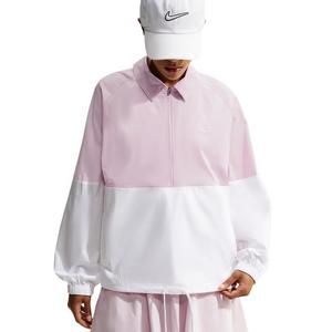Nike Women's Sportswear Oversized Poplin 1/2-Zip Jacket - Bleached Lilac/White - BLEACHED LILAC/WHITE
