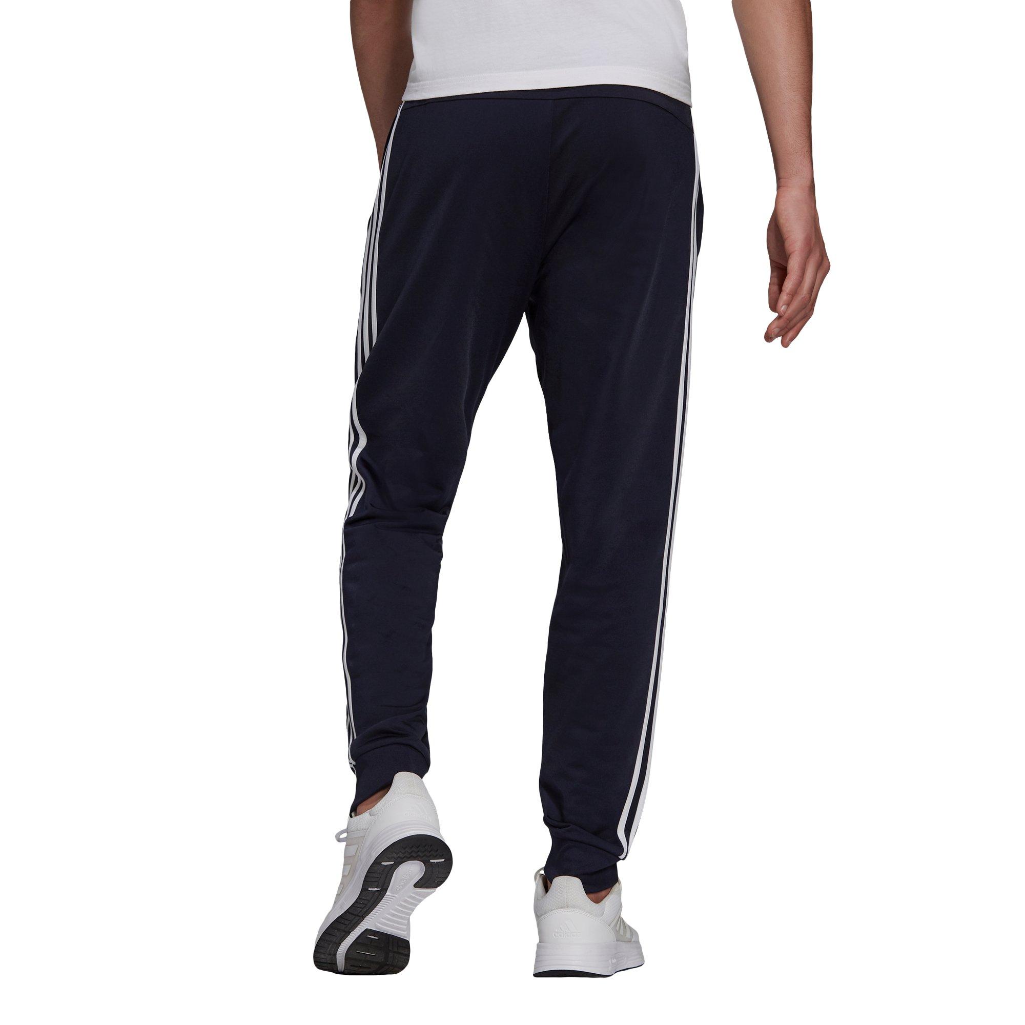 adidas Men's Primegreen Essentials Warm-Up Tapered 3-Stripes Navy/White  Track Pants - Hibbett | City Gear